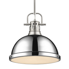 Golden 3604-L PW-CH - Yep by Golden Lighting Duncan 1-light 14in Rod Hung Pendant in Pewter and Chrome shade